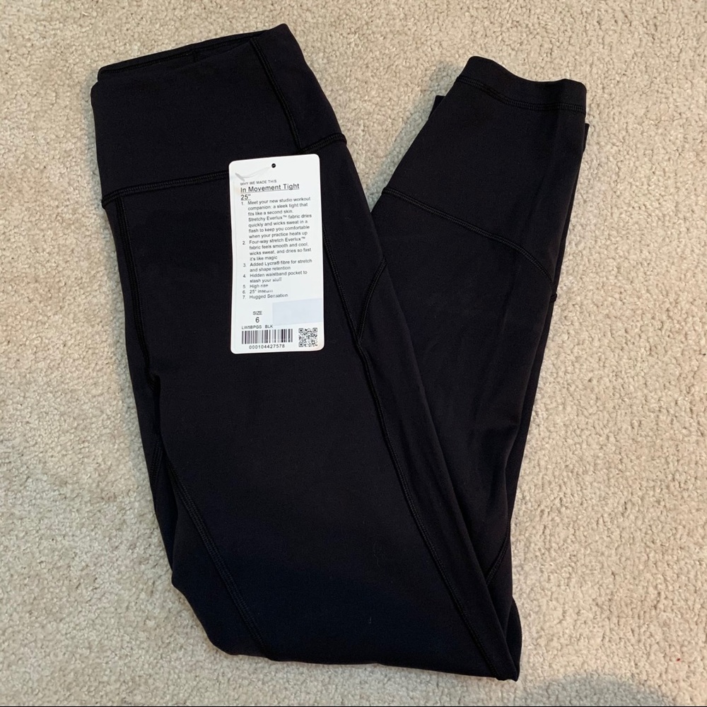Lululemon In Movement Tight 25" *Everlux Black 6 - Picture 2 of 13